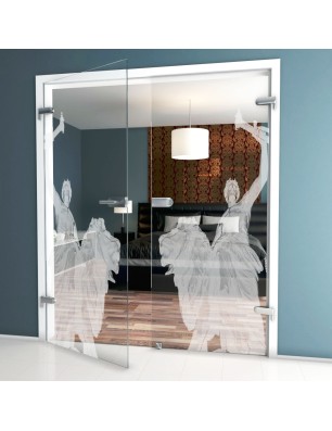 Ganzglastür Rom Gelasert Auf Klarglas