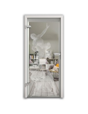 Ganzglastür Michelangelo Gelasert Auf Klarglas