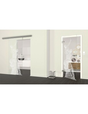 Ganzglastür Michelangelo Gelasert Auf Klarglas