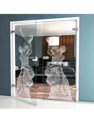 Ganzglastür Michelangelo Gelasert Auf Klarglas