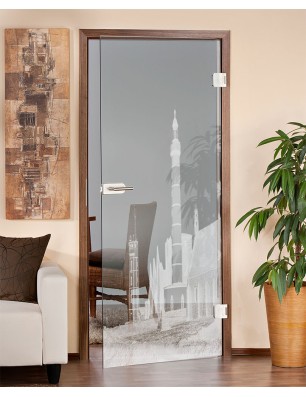 Ganzglastür Leuchtturm 6 Gelasert Auf Klarglas