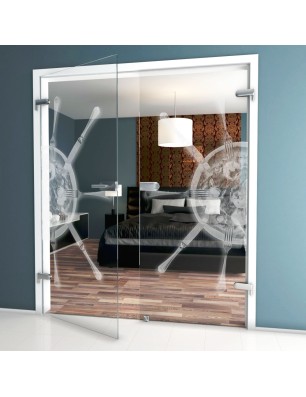 Ganzglastür Pizza Gelasert Auf Klarglas