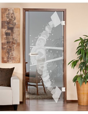 Ganzglastür Sushi Gelasert Auf Klarglas