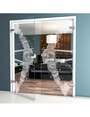 Ganzglastür Sushi Gelasert Auf Klarglas