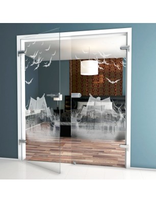 Ganzglastür Spukhaus Gelasert Auf Klarglas