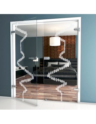 Ganzglastür Kaffeebohnen  Gelasert Auf Klarglas