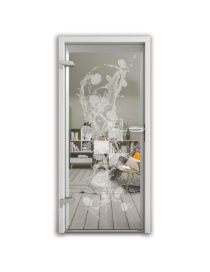 Ganzglastür Kaffeebohnen  II Gelasert Auf Klarglas