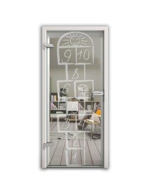 Ganzglastür Hopscotch Gelasert Auf Klarglas