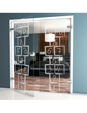 Ganzglastür Hopscotch Gelasert Auf Klarglas