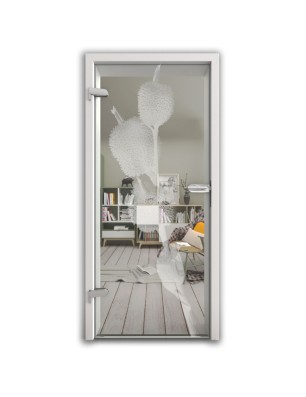 Ganzglastür Pflanze Gelasert Auf Klarglas