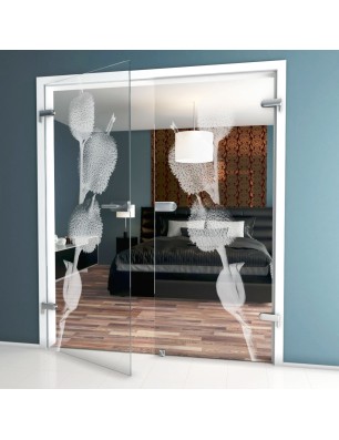 Ganzglastür Pflanze Gelasert Auf Klarglas