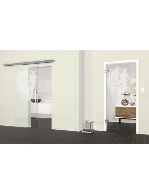 Ganzglastür Skull 4 Gelasert Auf Klarglas