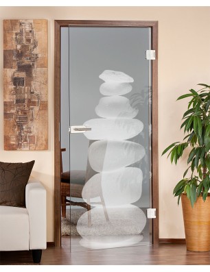 Ganzglastür Wellness 2 Gelasert Auf Klarglas