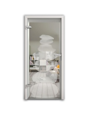 Ganzglastür Wellness 2 Gelasert Auf Klarglas