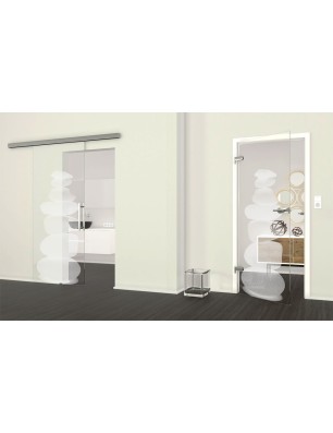 Ganzglastür Wellness 2 Gelasert Auf Klarglas