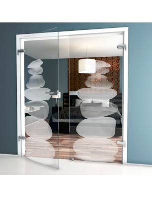 Ganzglastür Wellness 2 Gelasert Auf Klarglas