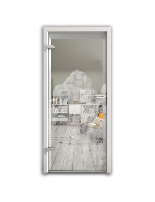 Ganzglastür Wasserfall II Gelasert Auf Klarglas