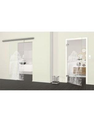 Ganzglastür Wasserfall II Gelasert Auf Klarglas