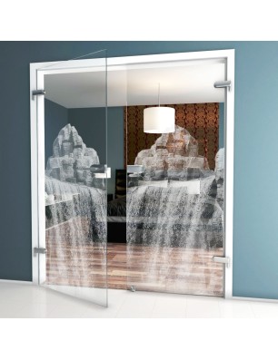 Ganzglastür Wasserfall II Gelasert Auf Klarglas