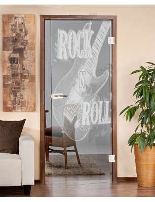 Ganzglastür Guitar Gelasert Auf Klarglas