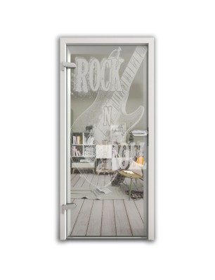 Ganzglastür Guitar Gelasert Auf Klarglas