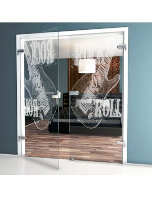 Ganzglastür Guitar Gelasert Auf Klarglas