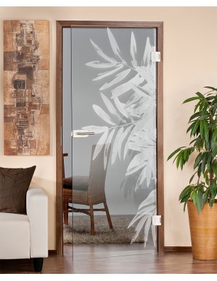 Ganzglastür Blätter Gelasert Auf Klarglas