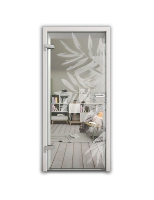 Ganzglastür Blätter Gelasert Auf Klarglas