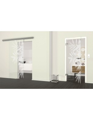 Ganzglastür Blätter Gelasert Auf Klarglas