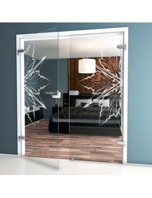 Ganzglastür Eis Gelasert Auf Klarglas