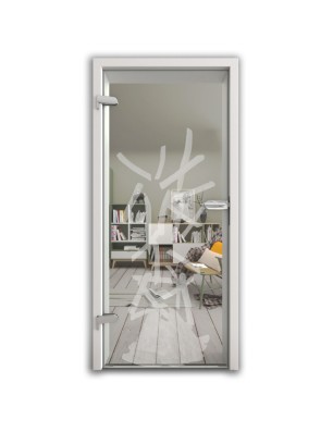 Ganzglastür Pommes Gelasert Auf Klarglas