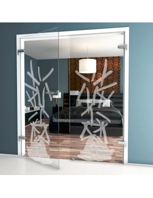 Ganzglastür Pommes Gelasert Auf Klarglas