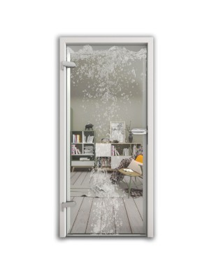 Ganzglastür Wasser Gelasert Auf Klarglas