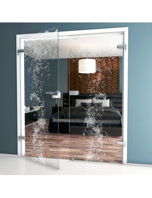 Ganzglastür Wasser Gelasert Auf Klarglas