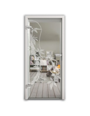 Ganzglastür Ranke Gelasert Auf Klarglas