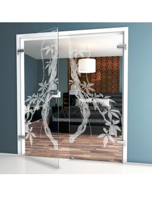 Ganzglastür Ranke Gelasert Auf Klarglas