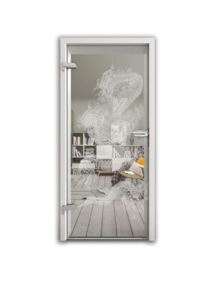 Ganzglastür Dragon Gelasert Auf Klarglas