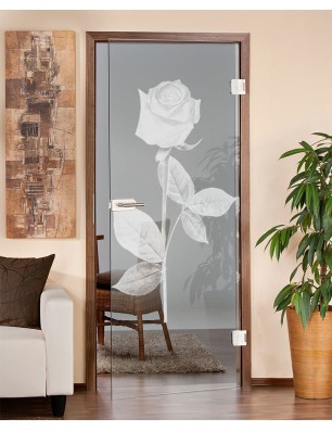 Ganzglastür Rose I Gelasert Auf Klarglas