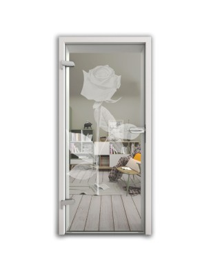 Ganzglastür Rose I Gelasert Auf Klarglas
