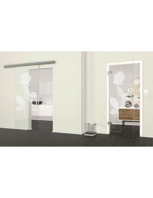 Ganzglastür Rose I Gelasert Auf Klarglas