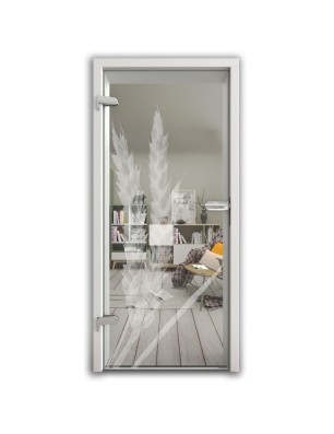 Ganzglastür Ernte III Gelasert Auf Klarglas