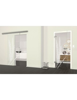 Ganzglastür Ernte III Gelasert Auf Klarglas