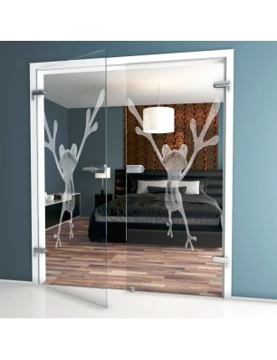 Ganzglastür Crazy Frog Gelasert Auf Klarglas