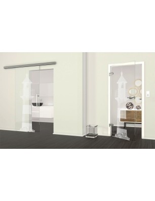 Ganzglastür Leuchtturm 2 Gelasert Auf Klarglas