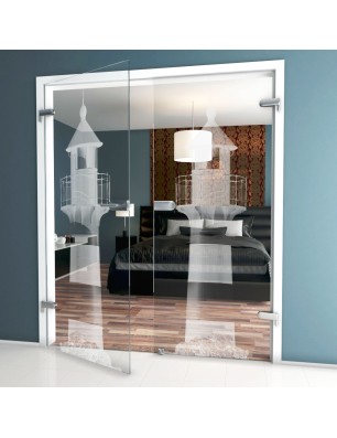 Ganzglastür Leuchtturm 2 Gelasert Auf Klarglas