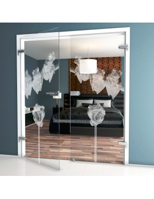 Ganzglastür Frösche Gelasert Auf Klarglas