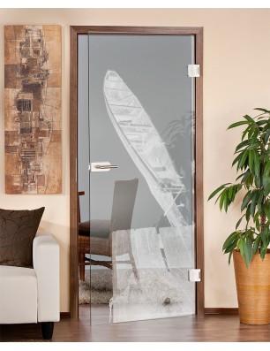 Ganzglastür Boot 2 Gelasert Auf Klarglas