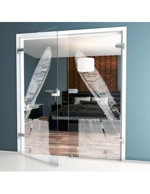 Ganzglastür Boot 2 Gelasert Auf Klarglas