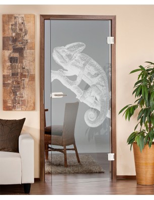 Ganzglastür Camelion II Gelasert Auf Klarglas