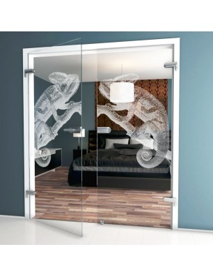 Ganzglastür Camelion II Gelasert Auf Klarglas